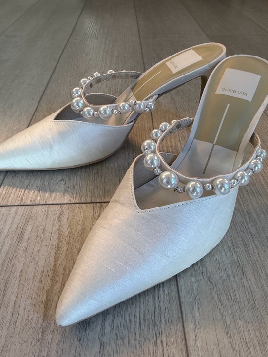 Dolce Vita Shoes - Dolce Vita Ivory Pearl-Embellished Pointed Mule Heels